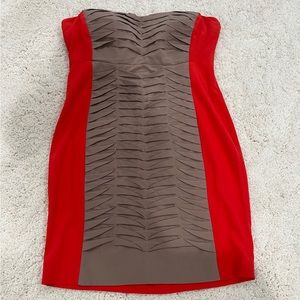 Arden B Orange/Tan Color Block Rouched Strapless Mini Dress in Sz Large